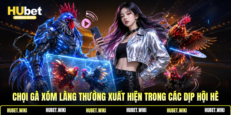 Chọi gà xóm làng thường xuất hiện trong các dịp hội hè